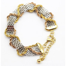 Mesh Stainless Steel Bracelet with Gold & Rose Gold Chain Arround